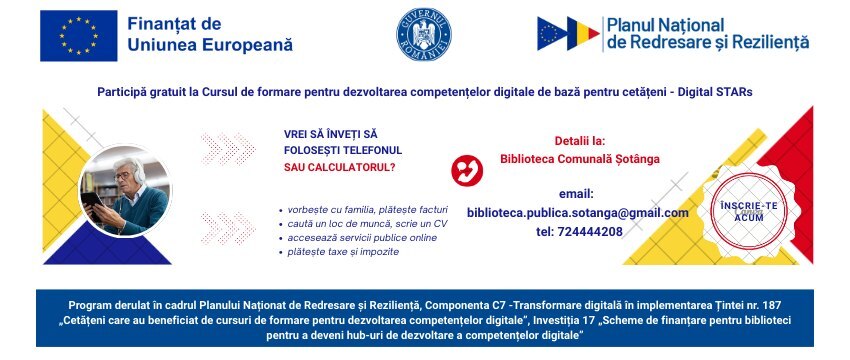 Participă gratuit la cursul de formare pentru dezvoltarea competențelor digitale de bază pentru cetățeni - Digital STARs